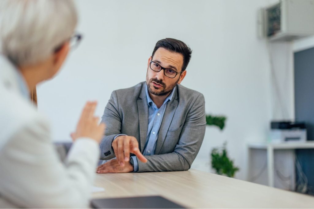 two people in a meeting